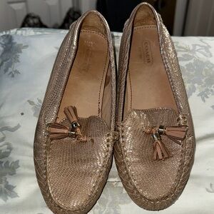 Coach Metallic Brown Tassel Loafers